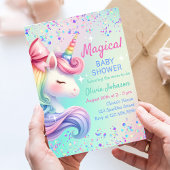 Unicorn Pastel Rainbow Magical Baby Shower Einladung