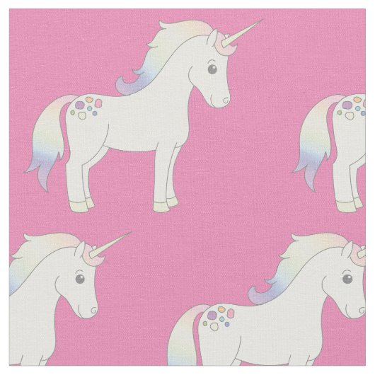 Unicorn Pastel Rainbow Pink Stoff (Nahaufnahme)