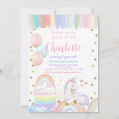Unicorn Pastel Rainbow Sparkle Einladung (Vorderseite)