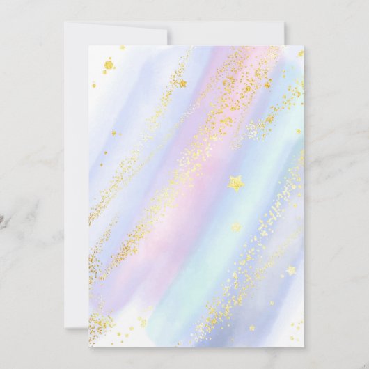 Unicorn Pastel Rainbow Sparkle Einladung (Rückseite)