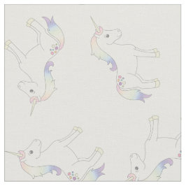 Unicorn Pastel Rainbow White Stoff