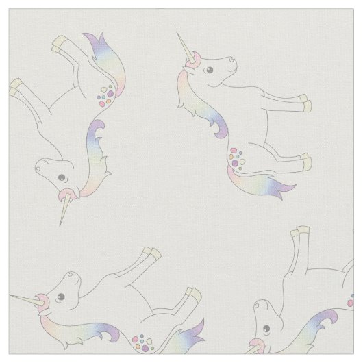 Unicorn Pastel Rainbow White Stoff (Nahaufnahme)
