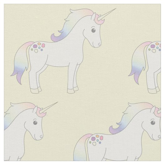 Unicorn Pastel Rainbow Yellow Stoff (Nahaufnahme)
