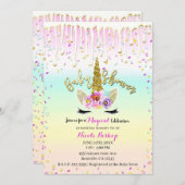 Unicorn Pastel Rainbow Zuckerguss Tropfen Baby Sho Einladung (Vorne/Hinten)
