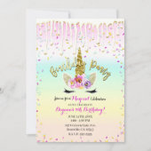 Unicorn Pastel Rainbow Zuckerguss Tropfen Geburtst Einladung (Vorderseite)