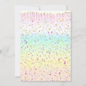 Unicorn Pastel Rainbow Zuckerguss Tropfen Geburtst Einladung (Rückseite)