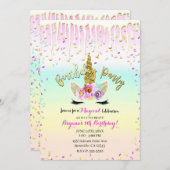 Unicorn Pastel Rainbow Zuckerguss Tropfen Geburtst Einladung (Vorne/Hinten)