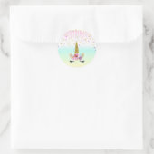 Unicorn Pastel Rainbow Zuckerguss Tropfen Geburtst Runder Aufkleber (Tasche)