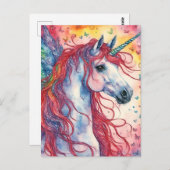 Unicorn Pegasus Butterflies Postkarte (Vorne/Hinten)