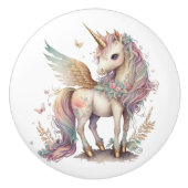 Unicorn Pegasus Fantasy Pastel Pink Blue Keramikknauf (Vorderseite)