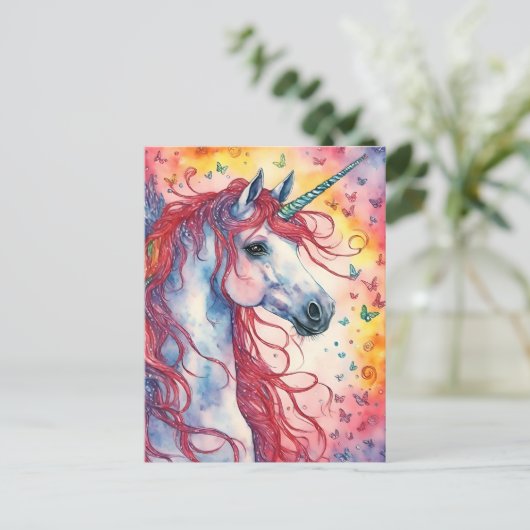 Unicorn Pegasus Postkarte (Stehend Vorderseite)