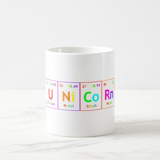 UNiCoRn Periodic Table Elements Word Rainbow Color Kaffeetasse (Mittel)