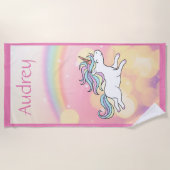 Unicorn Personalisiert Beach Handtuch (Vorderseite)