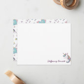 Unicorn Personalisiert Girl Stationery Mitteilungskarte (Vorderseite/Rückseite Beispiel)