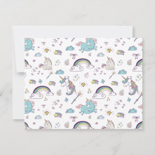 Unicorn Personalisiert Girl Stationery Mitteilungskarte (Rückseite)