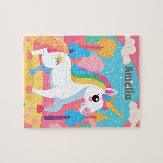 Unicorn Personalisiert Kids Puzzle (Horizontal)