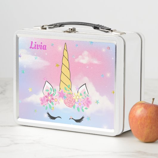 Unicorn Personalisiert-Metal-Lunchbox Metall Brotdose (Beispiel)