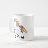 Unicorn Personalisiert Name Niedlich Kaffee Kaffeetasse (Vorderseite Links)