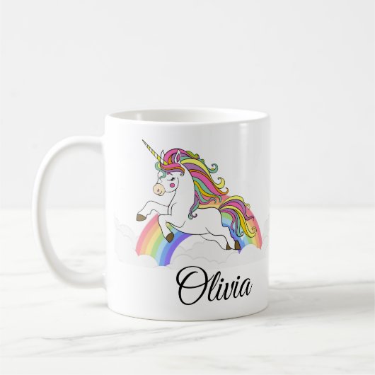 Unicorn Personalisiert Name Niedlich Kaffee Kaffeetasse (Links)