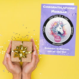 Unicorn Personalisiert Sobriety Meilenstein Card Karte