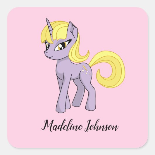 Unicorn Personalisiert Stickers Kleine Girl-Siegel (Vorderseite)