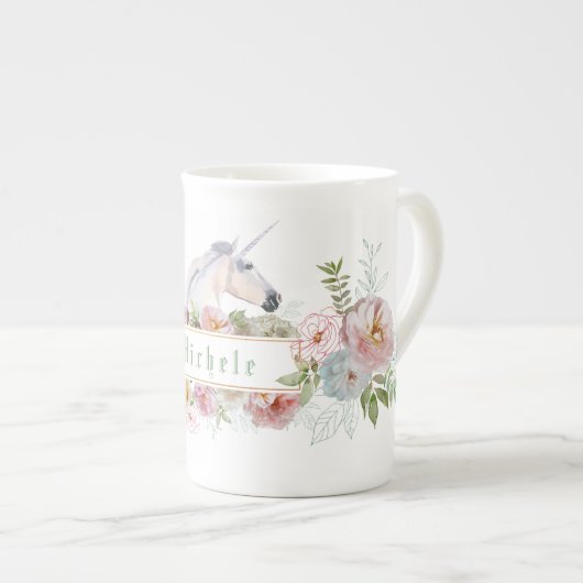 Unicorn Personalisierte Knochen-China Tasse (Vorderseite Rechts)