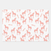 Unicorn Personalisierter Name Rosa Geschenkpapier Set (Vorderseite)