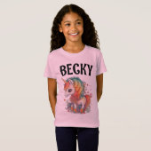 UNICORN PERSONALISIERTES NIEDLICHES CUSTOM GIRLST- T-Shirt (Vorne ganz)