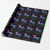 Unicorn Personalize Name Happy Birthday Geschenk Geschenkpapier (Ungerollt)