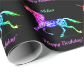 Unicorn Personalize Name Happy Birthday Geschenk Geschenkpapier (Rolleneckpunkt)