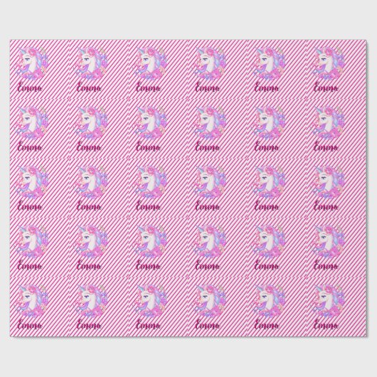 unicorn & personalize your name geschenkpapier (Flach)