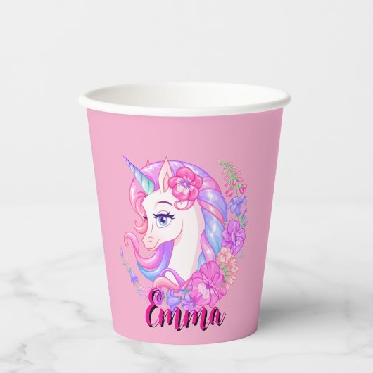 unicorn & personalize your name pappbecher (Vorderseite)