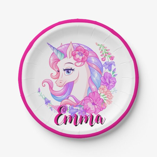 unicorn & personalize your name pappteller (Vorderseite)