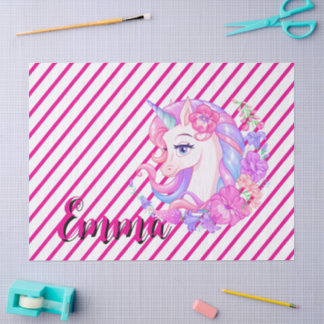 unicorn & personalize your name seidenpapier