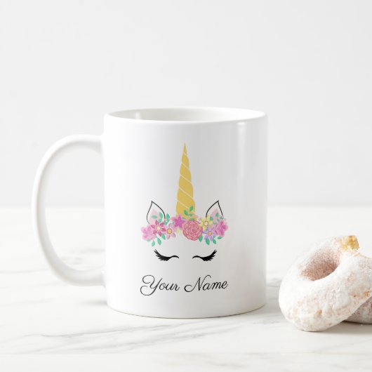 Unicorn personalized Mug Kaffeetasse (Mit Donut)