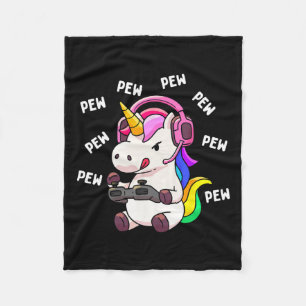 Unicorn Pew Pew Unicorns Lover Video Game Gamer Gi Fleecedecke