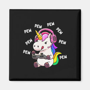 Unicorn Pew Pew Unicorns Lover Video Game Gamer Gi Magnet