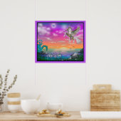 Unicorn Pferdepony Dragon Poster (Küche)