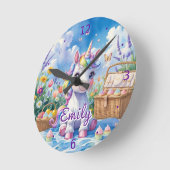 Unicorn Picnic Wall Clock - bearbeitbarer Name Runde Wanduhr (Winkel)