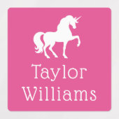 Unicorn pink adhesive waterproof kids name etiketten (Design 1)