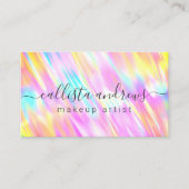 Unicorn Pink Aqua Blue Holographic Makeup Artist Visitenkarte (Vorderseite)