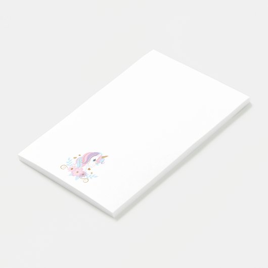 Unicorn Pink Blue Gold, Girly Post-it Klebezettel (angewinkelt)