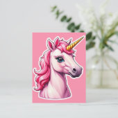Unicorn Pink Fantasy Postkarte (Stehend Vorderseite)