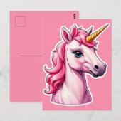 Unicorn Pink Fantasy Postkarte (Vorne/Hinten)