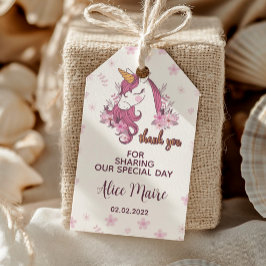 Unicorn Pink Floral Party Vielen Dank für Ihre Unt Geschenkanhänger