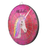 Uniçorn Pink Glitzer Glitzern Fairytale Girly Dartscheibe (Vorderseite rechts)