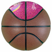 Uniçorn Pink Glitzer Glitzern Girly Personalisiert Basketball (Rechts)