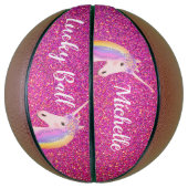 Uniçorn Pink Glitzer Glitzern Girly Personalisiert Basketball (Vertikal)