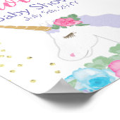 Unicorn Pink & Gold Baby Dusche Willkommen Poster (Ecke)