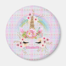 UNICORN Pink Gold Blume Girls Teens Geschenke Magnet